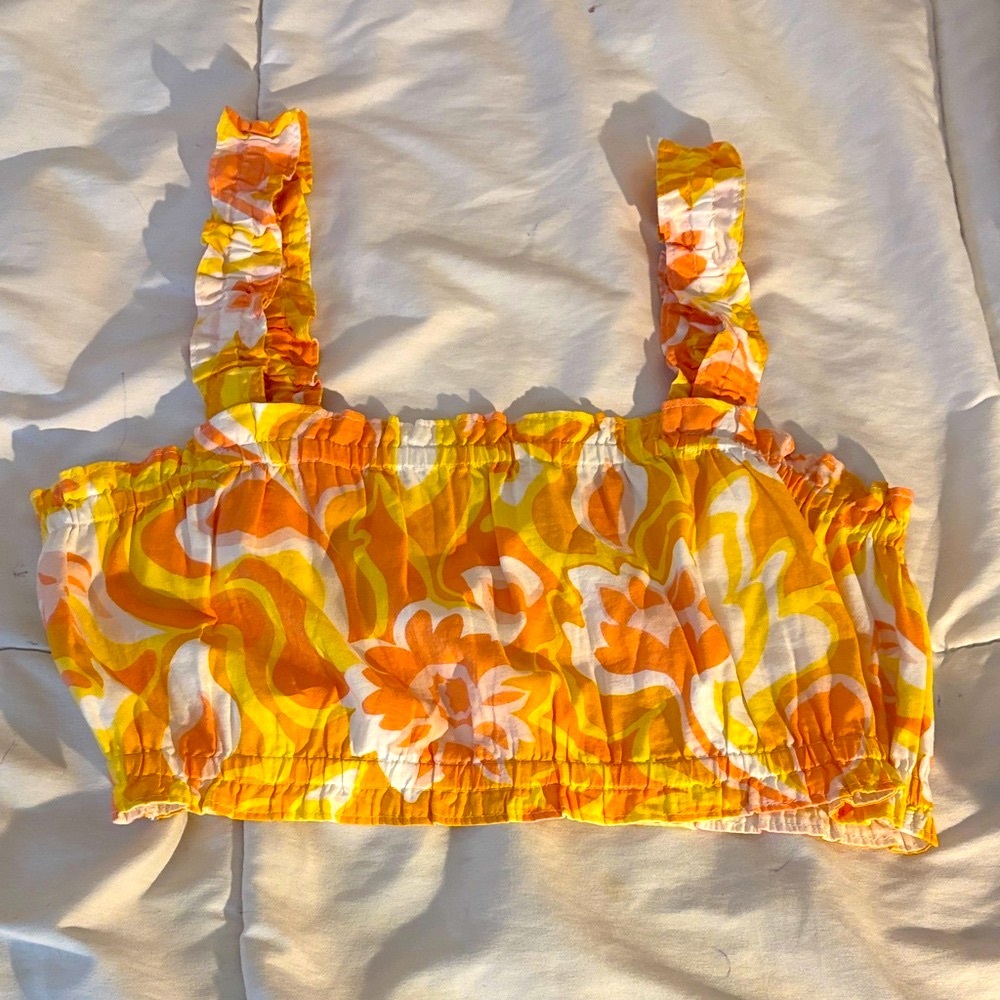 Nordstrom BP Floral Ruffle Strap Crop Top